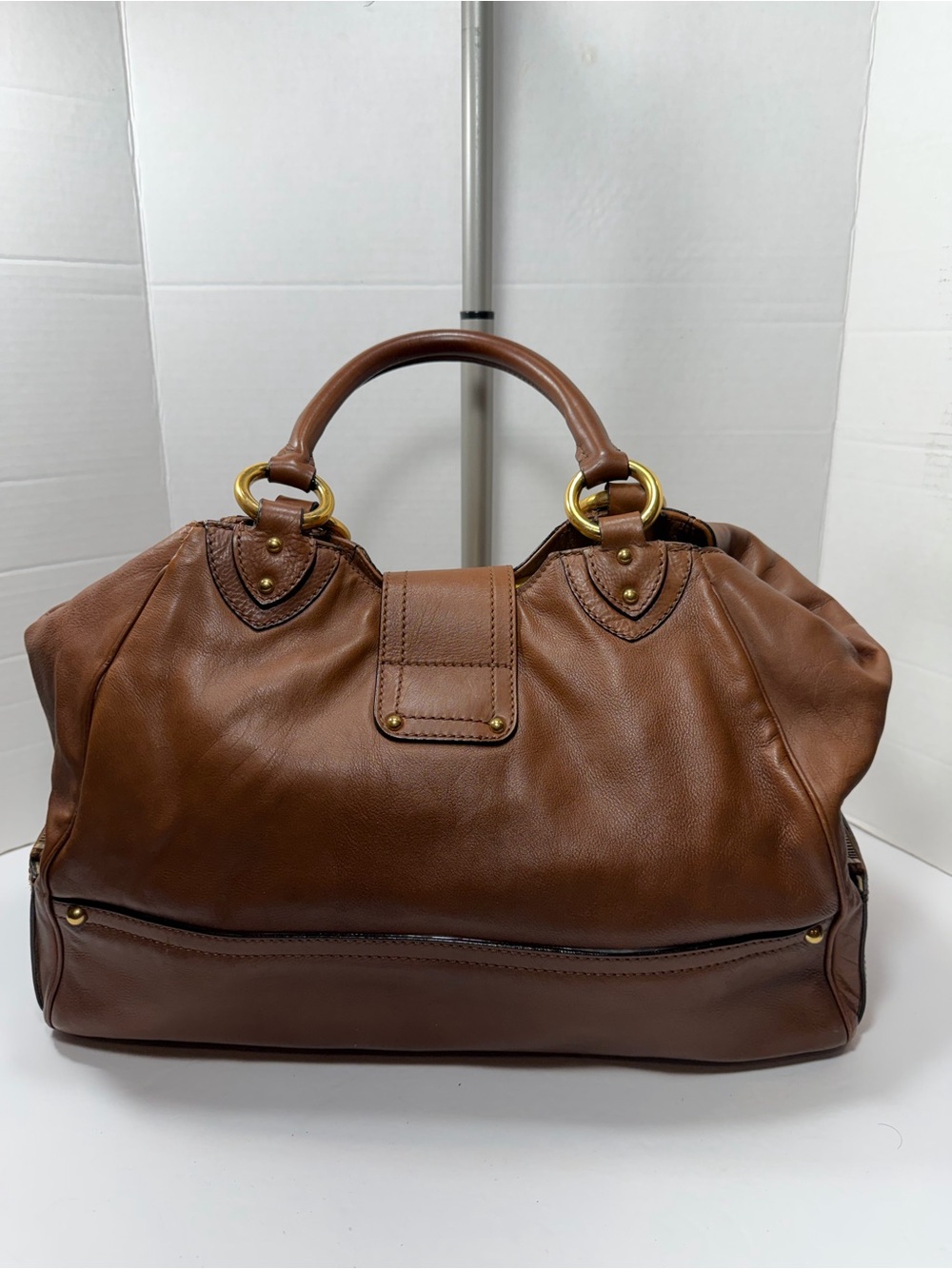 MARC JACOBS Whiskey Calfskin Leather Bleeker Satchel Large Bag made in Italy 🇮🇹 - Picture 4 of 9